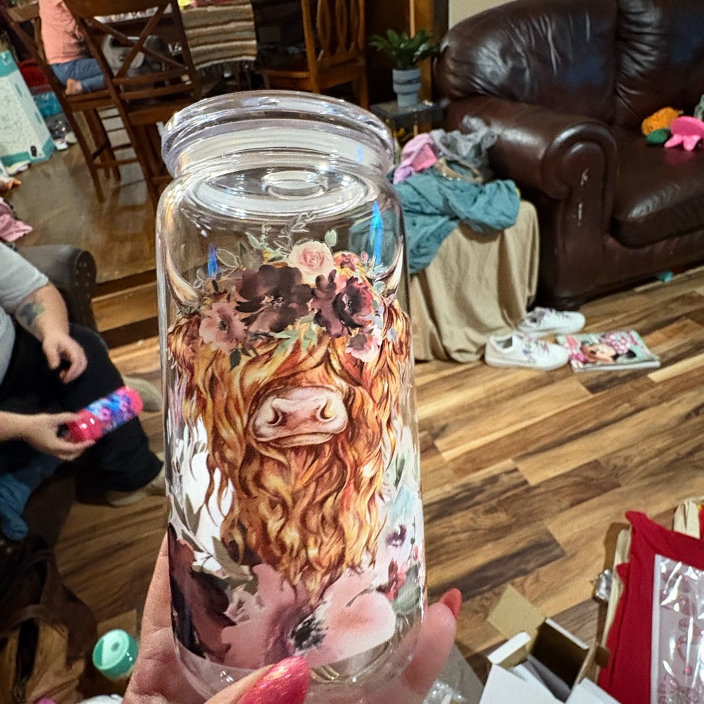 Highland Cow Floral Tumbler